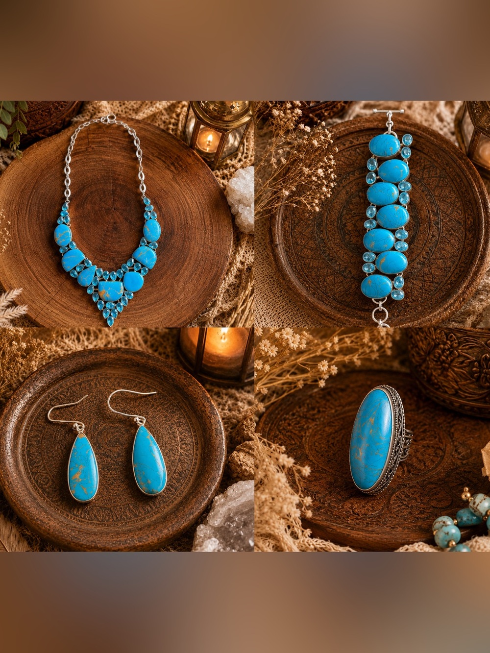 925 Sterling Silver & Turquoise Jewelry Set